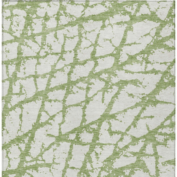 HomeRoots 5' Modern Green and Ivory Abstract Washable Area Rug for Indoor and Outdoor Style and Durability 5' X 8' 614342