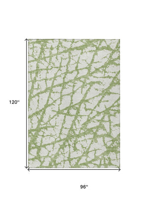 HomeRoots 5' Modern Green and Ivory Abstract Washable Area Rug for Indoor and Outdoor Style and Durability 8' X 10' 614344