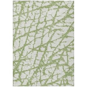 HomeRoots 5' Modern Green and Ivory Abstract Washable Area Rug for Indoor and Outdoor Style and Durability 8' X 10' 614344