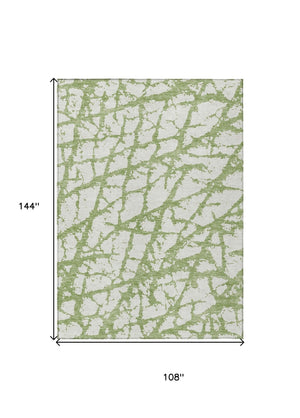 HomeRoots 5' Modern Green and Ivory Abstract Washable Area Rug for Indoor and Outdoor Style and Durability 9' X 12' 614345