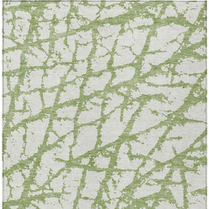 HomeRoots 5' Modern Green and Ivory Abstract Washable Area Rug for Indoor and Outdoor Style and Durability 9' X 12' 614345