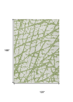 HomeRoots 5' Modern Green and Ivory Abstract Washable Area Rug for Indoor and Outdoor Style and Durability 10' X 14' 614346