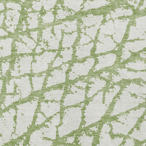 HomeRoots 5' Modern Green and Ivory Abstract Washable Area Rug for Indoor and Outdoor Style and Durability 10' X 14' 614346