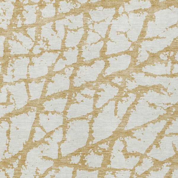 HomeRoots 5' Gold and Ivory Abstract Washable Area Rug - Durable, Stylish Design for Indoor and Outdoor Spaces 8' X 10' 614350