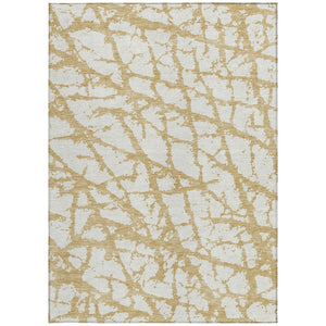 HomeRoots 5' Gold and Ivory Abstract Washable Area Rug - Durable, Stylish Design for Indoor and Outdoor Spaces 9' X 12' 614351
