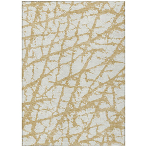 HomeRoots 5' Gold and Ivory Abstract Washable Area Rug - Durable, Stylish Design for Indoor and Outdoor Spaces 9' X 12' 614351