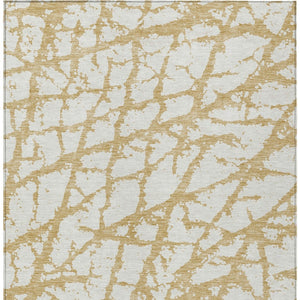 HomeRoots 5' Gold and Ivory Abstract Washable Area Rug - Durable, Stylish Design for Indoor and Outdoor Spaces 9' X 12' 614351