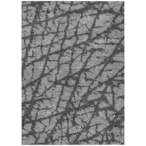 HomeRoots 5' Durable Gray and Charcoal Abstract Area Rug - Stylish, Washable Design for Indoor and Outdoor Use 5' X 8' 614354