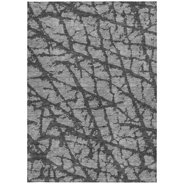 HomeRoots 5' Durable Gray and Charcoal Abstract Area Rug - Stylish, Washable Design for Indoor and Outdoor Use 5' X 8' 614354
