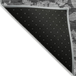 HomeRoots 5' Durable Gray and Charcoal Abstract Area Rug - Stylish, Washable Design for Indoor and Outdoor Use 8' X 10' 614356