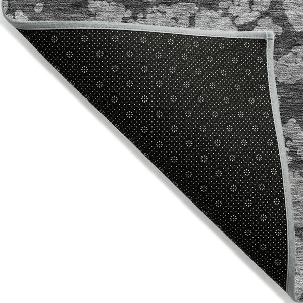 HomeRoots 5' Durable Gray and Charcoal Abstract Area Rug - Stylish, Washable Design for Indoor and Outdoor Use 9' X 12' 614357