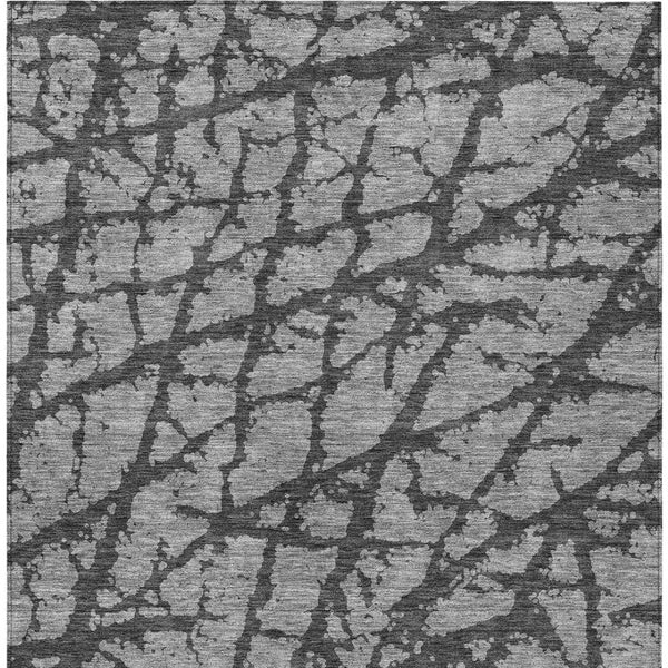 HomeRoots 5' Durable Gray and Charcoal Abstract Area Rug - Stylish, Washable Design for Indoor and Outdoor Use 10' X 14' 614358