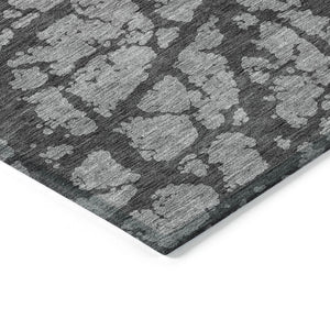 HomeRoots 5' Durable Gray and Charcoal Abstract Area Rug - Stylish, Washable Design for Indoor and Outdoor Use 10' X 14' 614358