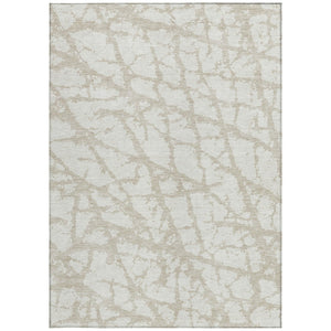 HomeRoots 5' Stylish Ivory and Beige Abstract Rug - Durable, Washable Indoor/Outdoor Area Rug for High Traffic Spaces 5' X 8' 614360