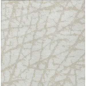 HomeRoots 5' Stylish Ivory and Beige Abstract Rug - Durable, Washable Indoor/Outdoor Area Rug for High Traffic Spaces 5' X 8' 614360