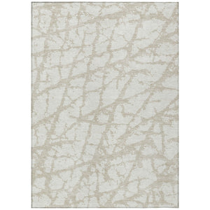 HomeRoots 5' Stylish Ivory and Beige Abstract Rug - Durable, Washable Indoor/Outdoor Area Rug for High Traffic Spaces 8' X 10' 614362