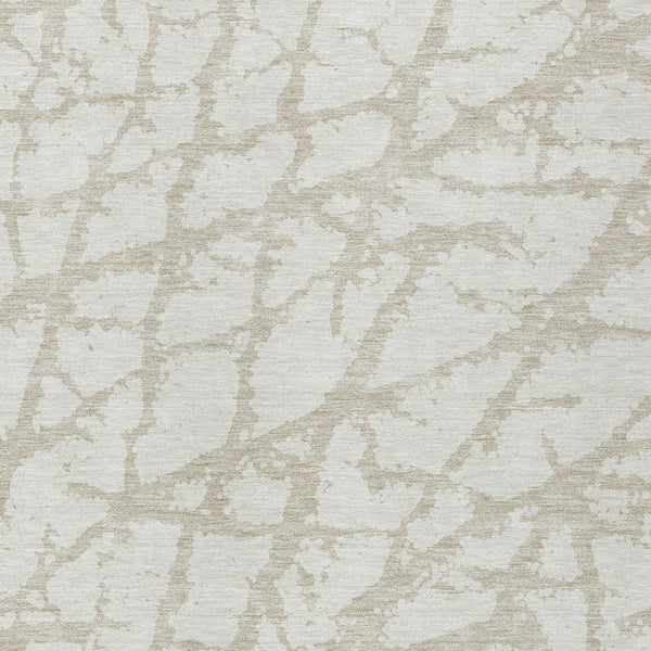 HomeRoots 5' Stylish Ivory and Beige Abstract Rug - Durable, Washable Indoor/Outdoor Area Rug for High Traffic Spaces 9' X 12' 614363