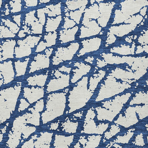 HomeRoots 5' Modern Navy Blue and Ivory Abstract Washable Area Rug for Indoor and Outdoor High-Traffic Spaces 5' X 8' 614372