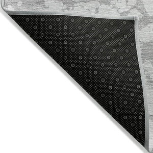 HomeRoots 5' Silver and Gray Abstract Area Rug - Stylish, Washable, Indoor/Outdoor, Stain-Resistant Design 8' X 10' 614386