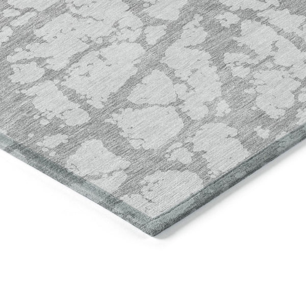 HomeRoots 5' Silver and Gray Abstract Area Rug - Stylish, Washable, Indoor/Outdoor, Stain-Resistant Design 8' X 10' 614386