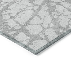 HomeRoots 5' Silver and Gray Abstract Area Rug - Stylish, Washable, Indoor/Outdoor, Stain-Resistant Design 10' X 14' 614388