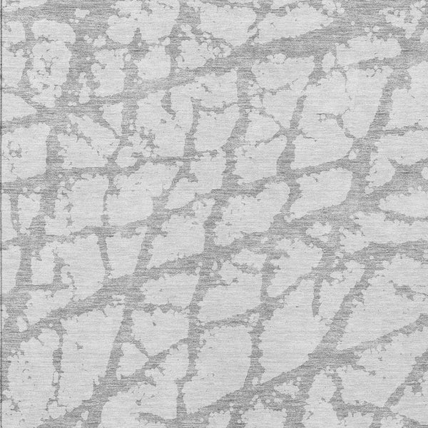 HomeRoots 5' Silver and Gray Abstract Area Rug - Stylish, Washable, Indoor/Outdoor, Stain-Resistant Design 10' X 14' 614388