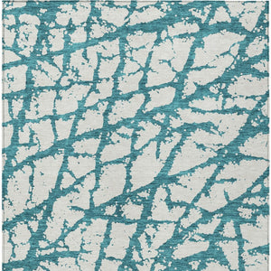 HomeRoots 5' Teal Blue and Ivory Abstract Area Rug - Durable, Washable, Perfect for Indoor and Outdoor Use 5' X 8' 614390