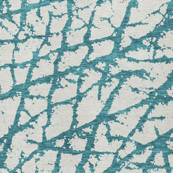 HomeRoots 5' Teal Blue and Ivory Abstract Area Rug - Durable, Washable, Perfect for Indoor and Outdoor Use 5' X 8' 614390