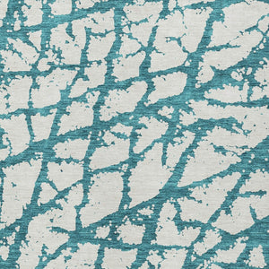 HomeRoots 5' Teal Blue and Ivory Abstract Area Rug - Durable, Washable, Perfect for Indoor and Outdoor Use 8' X 10' 614392