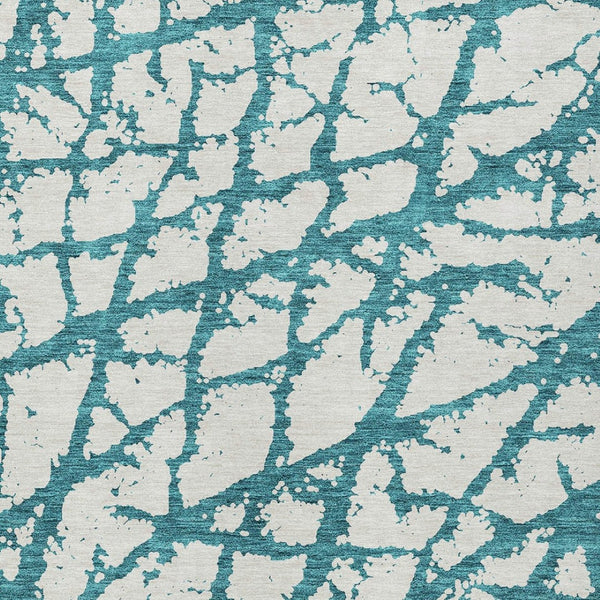 HomeRoots 5' Teal Blue and Ivory Abstract Area Rug - Durable, Washable, Perfect for Indoor and Outdoor Use 8' X 10' 614392