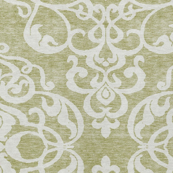 HomeRoots 5' Elegant Sage and Ivory Damask Area Rug - Durable, Washable, Perfect for Indoor and Outdoor Spaces 5' X 8' 614396