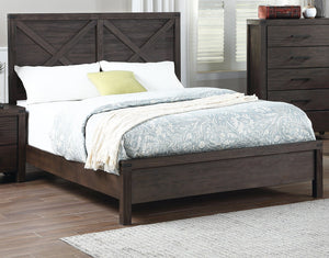 English Elm Rustic Contemporary Espresso Queen Bed with X-Design Headboard Pine & Plywood Durable Chic Centerpiece B011S01442