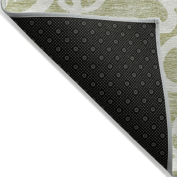 HomeRoots 5' Elegant Sage and Ivory Damask Area Rug - Durable, Washable, Perfect for Indoor and Outdoor Spaces 8' X 10' 614398