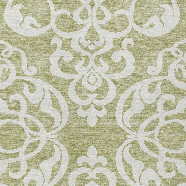 HomeRoots 5' Elegant Sage and Ivory Damask Area Rug - Durable, Washable, Perfect for Indoor and Outdoor Spaces 8' X 10' 614398