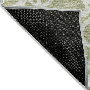 HomeRoots 5' Elegant Sage and Ivory Damask Area Rug - Durable, Washable, Perfect for Indoor and Outdoor Spaces 9' X 12' 614399