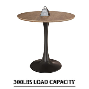 English Elm 31.5" Round Walnut Tulip Dining Table Set With 2 Stylish Faux Leather Chairs For 2-4 People W2189S00711