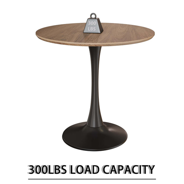 English Elm 31.5" Round Walnut Tulip Dining Table Set With 2 Stylish Faux Leather Chairs For 2-4 People W2189S00711