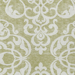 HomeRoots 5' Elegant Sage and Ivory Damask Area Rug - Durable, Washable, Perfect for Indoor and Outdoor Spaces 10' X 14' 614400