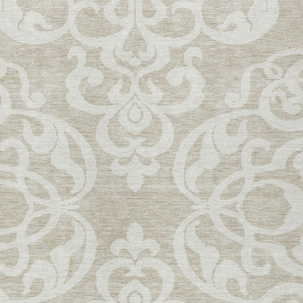 HomeRoots 5' Elegant Beige and Ivory Damask Area Rug – Durable, Washable for Indoor and Outdoor Use, Stylish Decor 8' X 10' 614404