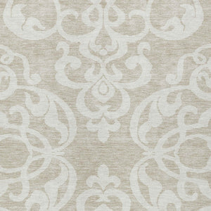 HomeRoots 5' Elegant Beige and Ivory Damask Area Rug – Durable, Washable for Indoor and Outdoor Use, Stylish Decor 10' X 14' 614406