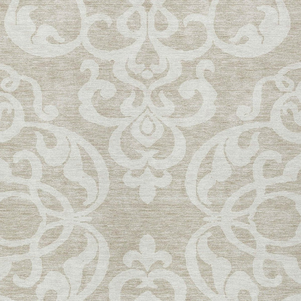 HomeRoots 5' Elegant Beige and Ivory Damask Area Rug – Durable, Washable for Indoor and Outdoor Use, Stylish Decor 10' X 14' 614406