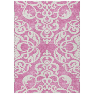 HomeRoots 5' Elegant Blush and Ivory Damask Area Rug - Stylish, Durable, Washable for Indoor and Outdoor Use 5' X 8' 614414