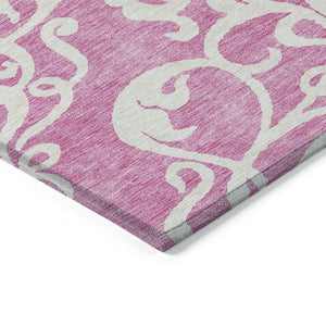 HomeRoots 5' Elegant Blush and Ivory Damask Area Rug - Stylish, Durable, Washable for Indoor and Outdoor Use 5' X 8' 614414