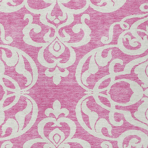 HomeRoots 5' Elegant Blush and Ivory Damask Area Rug - Stylish, Durable, Washable for Indoor and Outdoor Use 8' X 10' 614416
