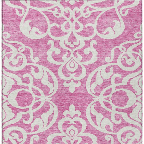 HomeRoots 5' Elegant Blush and Ivory Damask Area Rug - Stylish, Durable, Washable for Indoor and Outdoor Use 9' X 12' 614417