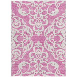 HomeRoots 5' Elegant Blush and Ivory Damask Area Rug - Stylish, Durable, Washable for Indoor and Outdoor Use 10' X 14' 614418