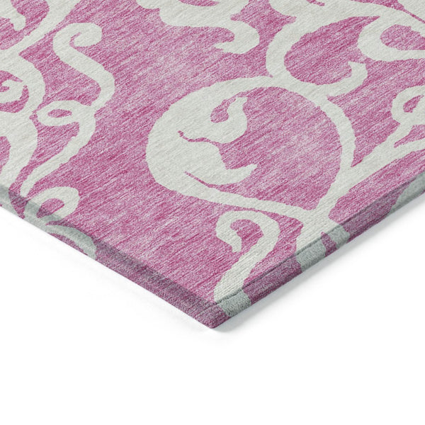 HomeRoots 5' Elegant Blush and Ivory Damask Area Rug - Stylish, Durable, Washable for Indoor and Outdoor Use 10' X 14' 614418