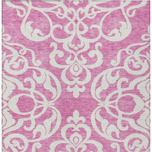 HomeRoots 5' Elegant Blush and Ivory Damask Area Rug - Stylish, Durable, Washable for Indoor and Outdoor Use 10' X 14' 614418