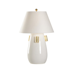 Wildwood Blanco Ceramic Lamp With Gold Leaf Accents — Large 36.5" Glossy White Italian Table Lamp For Luxe Spaces 61442