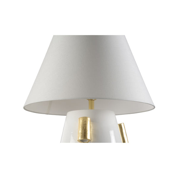 Wildwood Blanco Ceramic Lamp With Gold Leaf Accents — Large 36.5" Glossy White Italian Table Lamp For Luxe Spaces 61442